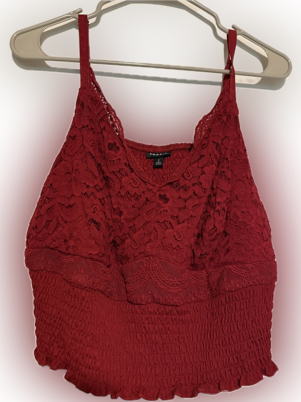 Torrid Deep Red Lace Crop Top